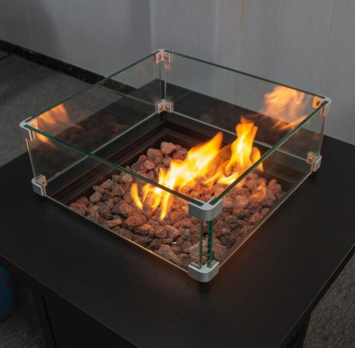 RRP £599 - Special Edition Square gas Fire Pit – With Surrounding Glass Protection